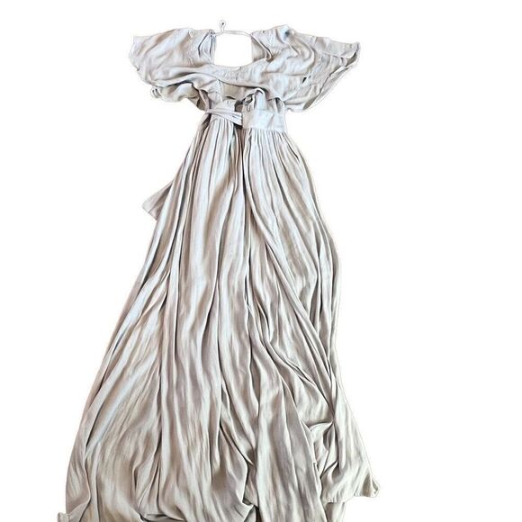 Free People Fiona Long Gray Floral Embroidered Wrap Maxi Dress SIZE S - Picture 5 of 10